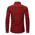 Tartan 2 Front Pocket Detail Long Sleeve Button-Up // Red + Black (XS)