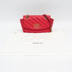 Balenciaga // Leather BB Logo Chain Shoulder Bag // Red // Pre-Owned