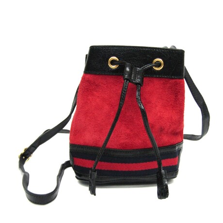 Gucci // Leather + Suede Ophidia Bucket Bag // Black + Navy + Red // Pre-Owned