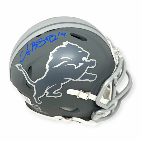Amon-Ra St. Brown // Detroit Lions // Signed Slate Mini Helmet