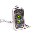 The Blue Nova, Meteorite and Blue Raspberry Opal Titanium Dog Tag Pendant (23")