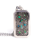 The Blue Nova, Meteorite and Blue Raspberry Opal Titanium Dog Tag Pendant (23")