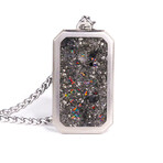 The Eclipse Flame,Meteorite and Black Fire Opal Titanium Dog Tag Pendant (23")