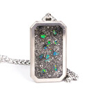 The Blue Nova, Meteorite and Blue Raspberry Opal Titanium Dog Tag Pendant (23")