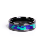The Emerald Horizon, Black Carbide Ring with TrueStone Malachite/Azurite (10)