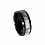 The Frostline, Black Carbide Ring with White/ Gold Turquoise Vein Trustone (11)