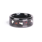 The Primeval Flame, Black Carbide Ring with Dino Bone and Fire Opal (9)