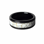 The Frostline, Black Carbide Ring with White/ Gold Turquoise Vein Trustone (11)