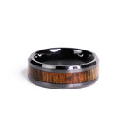 The Koa Obsidian Black Carbide Ring with Koa Wood (8)