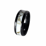The Frostline, Black Carbide Ring with White/ Gold Turquoise Vein Trustone (11)