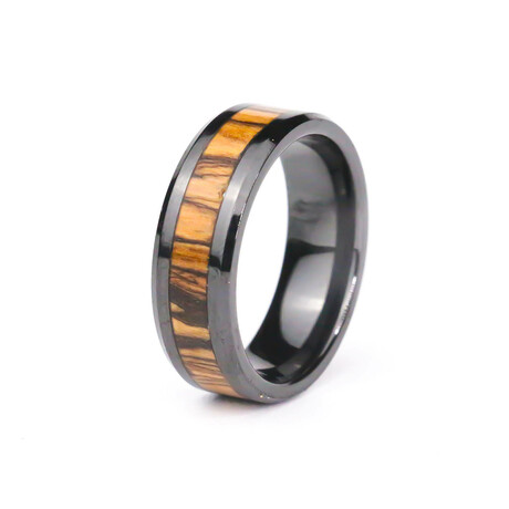 The Peacekeeper Black Carbide Ring // Olivewood (6)