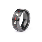 The Primeval Flame, Black Carbide Ring with Dino Bone and Fire Opal (9)