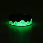 The Waking Mountain Titanium Ring, Green Fire Opals (7.5)