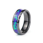 The Emerald Horizon, Black Carbide Ring with TrueStone Malachite/Azurite (10)