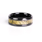 The Shadowroot, Black Carbide Ring with Buckeye Burl Wood (8.5)