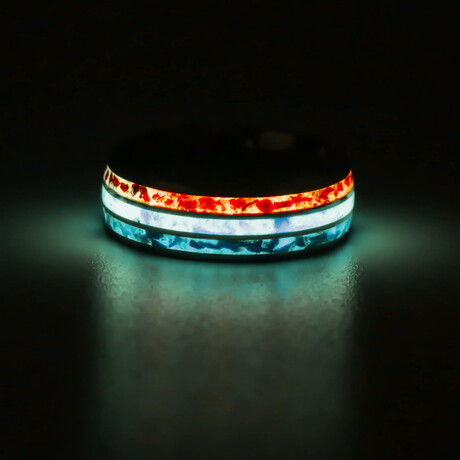 The Lumen Valor Titanium Ring // White Opals + America Glow Powders (6)