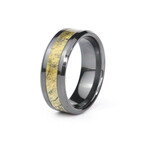 The Shadowroot, Black Carbide Ring with Buckeye Burl Wood (8.5)