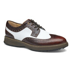 Leather & Leather Croc Embossed Upton GL3 Luxe Hybrid Wingtip Oxford // Dark Brown + White (8)