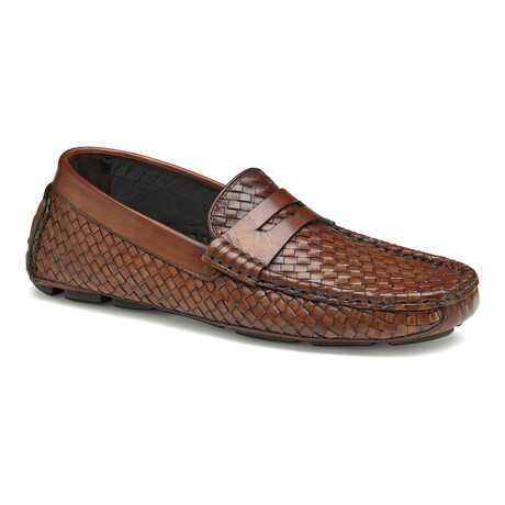 Leather Dayton Woven Penny Loafer // Brown (8)