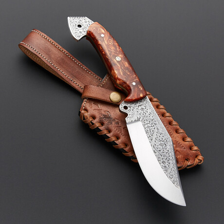 Steel Hand Engraved Knife // 7018