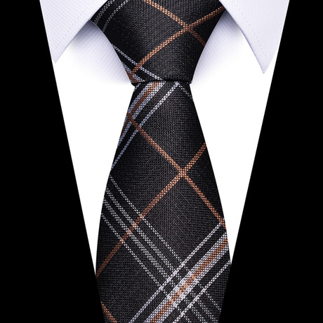 Formal Men’s Necktie // Charcoal Brown Check