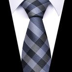 Formal Men’s Necktie // Slate Grey & Charcoal Checkered