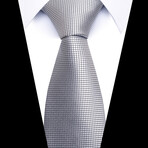 Formal Men’s Necktie // Metallic Silver Grid
