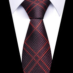Formal Men’s Necktie // Deep Charcoal & Crimson Plaid