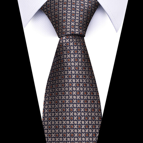 Formal Men’s Necktie // Bronze with Navy Grid