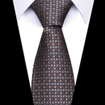 Formal Men’s Necktie // Bronze with Navy Grid
