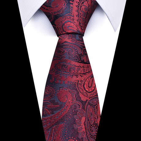 Formal Men’s Necktie // Burgundy & Black Paisley