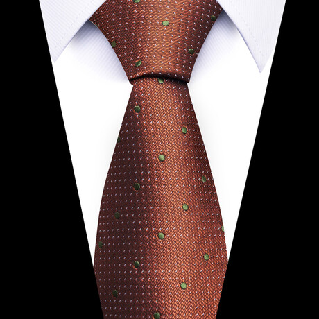 Formal Men’s Necktie // Autumn Bronze Pin Dot