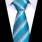 Formal Men’s Necktie // Ocean Blue Striped Texture