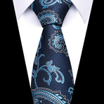 Formal Men’s Necktie // Midnight Blue with Aqua Paisley