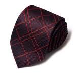 Formal Men’s Necktie // Deep Charcoal & Crimson Plaid