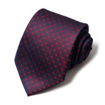 Formal Men’s Necktie // Deep Navy with Crimson Dots