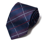 Formal Men’s Necktie // Midnight Navy Burgundy & Silver Stripes
