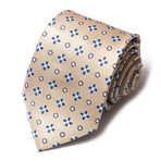 Formal Men’s Necktie // Sand Gold Blue Petals