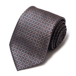 Formal Men’s Necktie // Bronze with Navy Grid