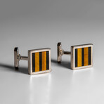 Genuine Tigers Eye with Onyx Cufflink