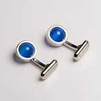 Genuine Cat's Eye Synthetic Sapphire Cufflink