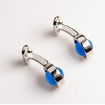 Genuine Cat's Eye Synthetic Sapphire Cufflink