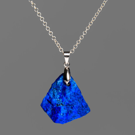 Genuine Natural Lapis Nugget with 18" Sterling Silver Chain