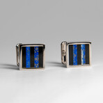 Genuine Lapis with Onyx Cufflink // 18. 7 g