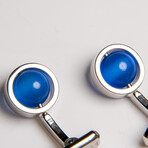 Genuine Cat's Eye Synthetic Sapphire Cufflink