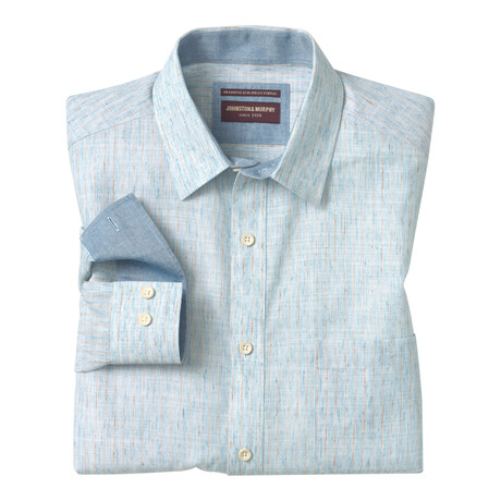 Washed Slubbed Print Long-Sleeve Button-Up // Light Blue (S)