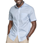 Geometric Circle Print Short-Sleeve Button-Up // Light Blue (S)