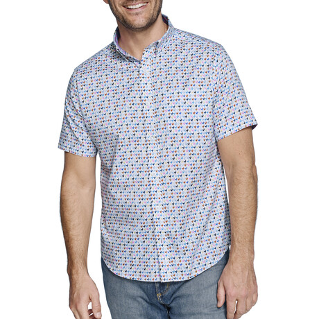 Rusters Print Short-Sleeve Button-Up // White (M)