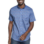 Cocktails Print Short-Sleeve Button-Up // Navy (S)