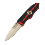 3.5" Snap Folding Knife // Thin Red Line Grip // Silver Combo Blade
